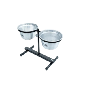 Comedor Pote Para Ração Água Tigela Duplo Cachorro Medio Prata - 250ml