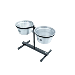 Comedor Pote Para Ração Água Tigela Duplo Cachorro Medio Prata - 250ml
