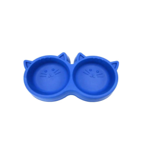 Comedouro Pet Injet Duplo Gato Luxo Azul - 250 ml